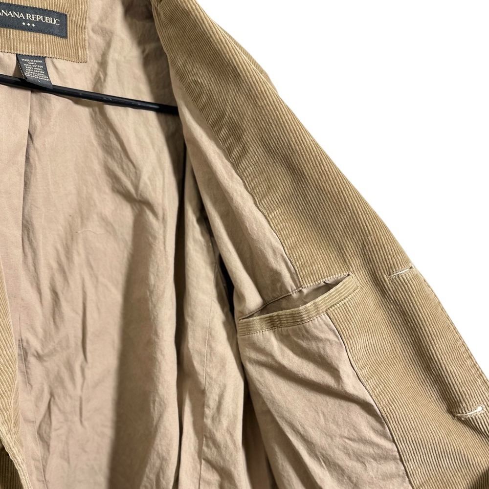 Banana Republic Mens Tan Corduroy 3-Button Blazer Sport Coat Jacket Khaki Large - Picture 9 of 10